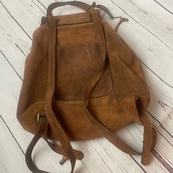 Patricia Nash Boho Western Hippie Burnished Leather Suede Cognac Casape Backpack